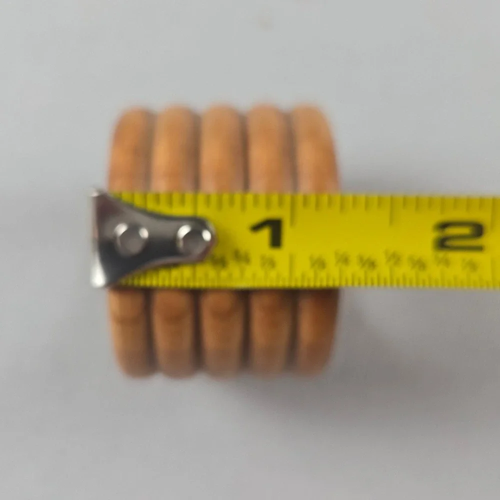 Vintage Set of 4 Ribbed Wooden Napkin Rings Natural Wood Mid Century Modern MCM